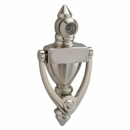 PAMEX 4in High Door Knocker with 160 Degree UL Viewer Satin Nickel Finish DD01K160ULSN